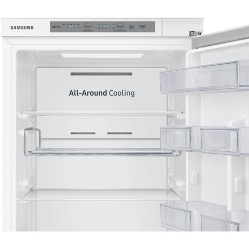 Встраиваемый холодильник Samsung/ 177.5x54x55, Встраиваемый холодильник, All-Around Cooling, 267 л, Full No Frost, инверторный уомпрессор, SpaceMax, Зона свежести, полка Easy Slide, скользящие направляющие