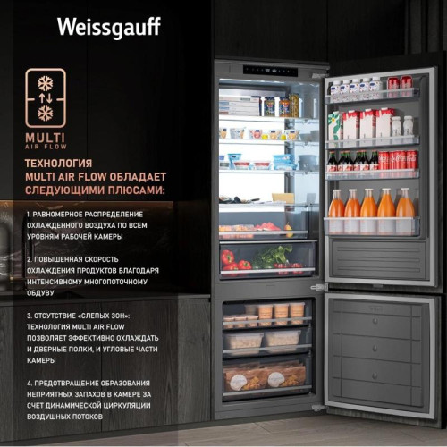 Холодильник/ Холодильник Weissgauff WRKI 1970 Total NoFrost Inverter Premium EcoFresh 2-хкамерн. инвертер (433160)