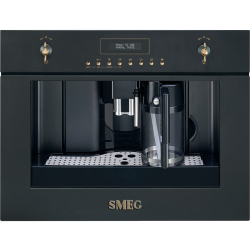 Встраиваемая кофемашина SMEG/ Coloniale, встраиваемая автоматическая кофемашина, цвет: антрацит, фурнитура позолоченная и латунная в комплекте