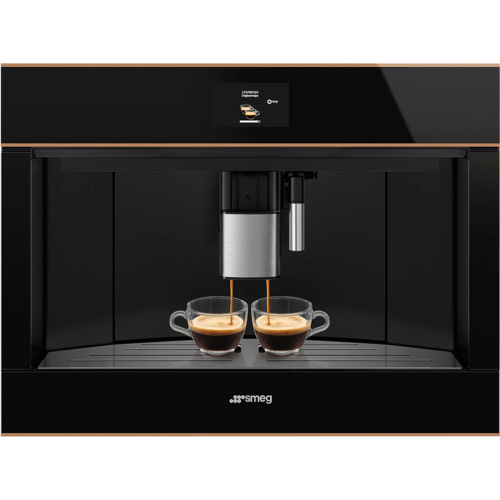 Кофемашина Smeg/ SMEG CMS4604NRRU Автоматическая кофемашина, 60 см, высота 45 см, черное стекло Eclipse, медный профиль