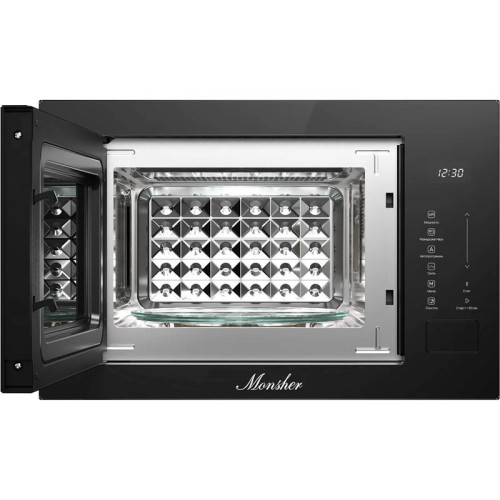 Встраиваемая микроволновая печь MONSHER/ Встраиваемая микроволновая печь MONSHER, ВхШхГ 385х595х367, объем 25 л, мощность 850 Вт, 5 уровней мощности, гриль, 8 автоматических программ, размораживание, сенсорное управление, цвет черный