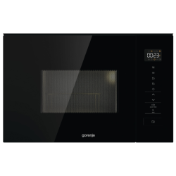 Встраиваемая микроволновая печь Gorenje/ Встраиваемая микроволновая печь Gorenje, 20 л, 5 уровней мощности, 8 автопрограмм, сенсорное управление, дисплей, гриль, поворотный стол, AquaClean, автоменю цвет черный