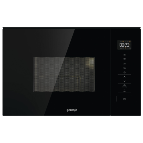 Встраиваемая микроволновая печь Gorenje/ Встраиваемая микроволновая печь Gorenje, 20 л, 5 уровней мощности, 8 автопрограмм, сенсорное управление, дисплей, гриль, поворотный стол, AquaClean, автоменю цвет черный