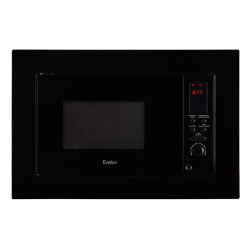 Встраиваемая микроволновая печь EVELUX, Hi-Tech, объем 17 л, электронное управление, 8 уровней мощности, гриль, таймер, дисплей, 8 авторежимов, цвет черный