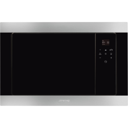 Встраиваемые микроволновые печи SMEG/ Встраиваемая микроволновая печь, 60 см, высота 38 см, 3 функций, черное стекло Eclipse + нержавеющая сталь