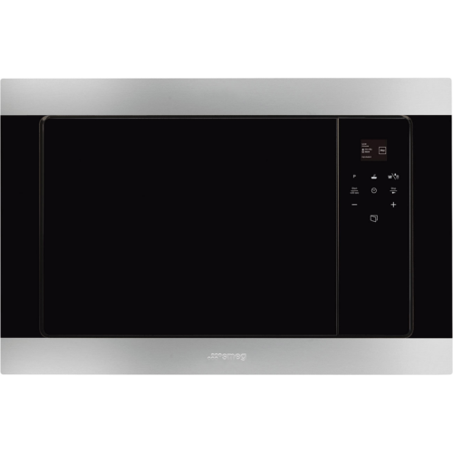 Встраиваемые микроволновые печи SMEG/ Встраиваемая микроволновая печь, 60 см, высота 38 см, 3 функций, черное стекло Eclipse + нержавеющая сталь