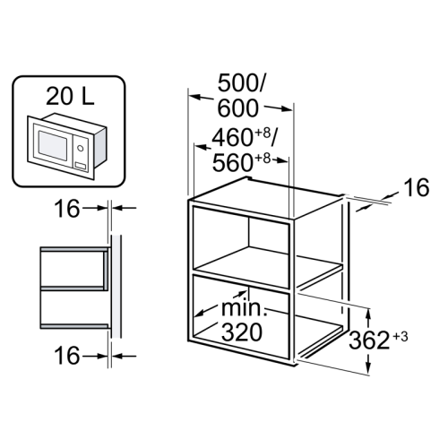 Встраиваемые микроволновые печи BOSCH/ Встраиваемые микроволновые печи BOSCH BEL653MW3 Serie 2, встраиваемая микроволновая печь c грилем, белый, микроволны до 800 Вт, 5 ступеней мощности микроволн, поворотный переключатель, 8 автоматических программ, памя