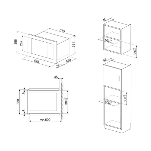 Встраиваемая микроволновая печь SMEG/ SMEG FMI625CN Встраиваемая микроволновая печь, 60 см, высота 38 см, 5 функций, черное стекло Eclipse