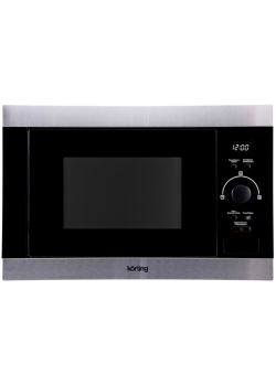 Встраиваемая микроволновая печь/ 38.8х59.4х37.4 см, 25 л, 900 Вт, гриль: 1000 Вт, электронное управление, LED дисплей, 8 автопрограмм, нержавеющая сталь+черное стекло