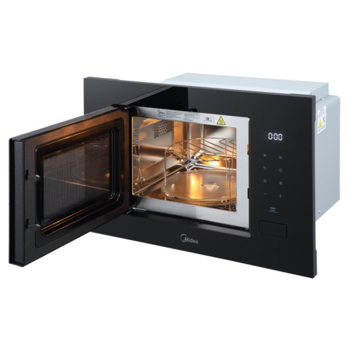 Встраиваемая микроволновая печь Midea/ MDK/Встраиваемая микроволновая печь Midea, объем 20 л, мощность 800 Вт (мощность гриля 1000 Вт), электронное управление, 8 автоматических программ, 5 уровней мощности, таймер, размораживание, цвет черное стекло