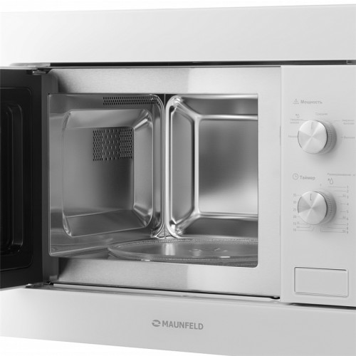 Встраиваемая микроволновая печь MAUNFELD/ Встраиваемая микроволновая печь MAUNFELD MBMO.20.1PGW 60 см, 595x343,5x388 мм, механическое управление, 20 л, 1250 Вт, белый цвет