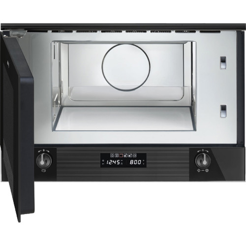 Встраиваемые микроволновые печи SMEG/ Встраиваемая микроволновая печь, 60 см, высота 38 см, 6 функций, стекло Deep Black (чёрное)