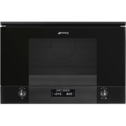 Встраиваемые микроволновые печи SMEG/ Встраиваемая микроволновая печь, 60 см, высота 38 см, 6 функций, стекло Deep Black (чёрное)