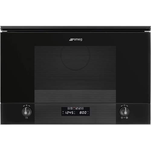 Встраиваемые микроволновые печи SMEG/ Встраиваемая микроволновая печь, 60 см, высота 38 см, 6 функций, стекло Deep Black (чёрное)