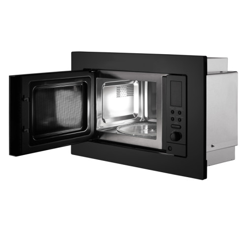Встраиваемая микроволновая печь EVELUX, Hi-Tech, объем 17 л, электронное управление, 8 уровней мощности, гриль, таймер, дисплей, 8 авторежимов, цвет черный