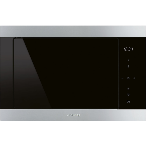 Встраиваемые микроволновые печи SMEG/ Classica,  Встраиваемая микроволновая печь, 60 см, высота 38 см, черное стекло + нержавеющая сталь.