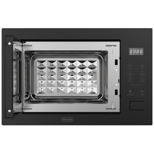 Встраиваемая микроволновая печь Delonghi/ Встраиваемая микроволновая печь Delonghi, объем 25 л, сенсорное управление, цифровой дисплей, таймер, гриль, 5 уровней мощности, 8 автопрограмм, цвет черное стекло