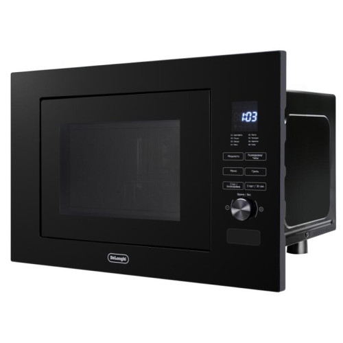 Встраиваемая микроволновая печь Delonghi/ Встраиваемая микроволновая печь Delonghi, объем 20 л, сенсорное управление, цифровой дисплей, таймер, гриль, 5 уровней мощности, 8 автопрограмм, цвет черное стекло