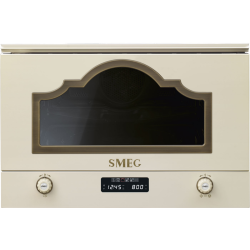 Встраиваемая микроволновая печь SMEG/ Встраиваемая микроволновая печь, 60 см, высота 38 см, 6 функций, цвет кремовый, фурнитура латунная