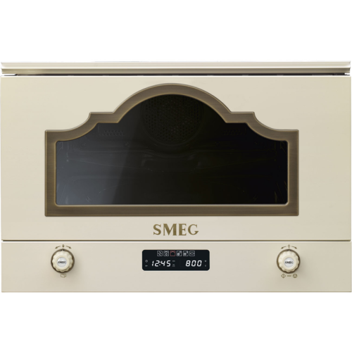 Встраиваемая микроволновая печь SMEG/ Встраиваемая микроволновая печь, 60 см, высота 38 см, 6 функций, цвет кремовый, фурнитура латунная
