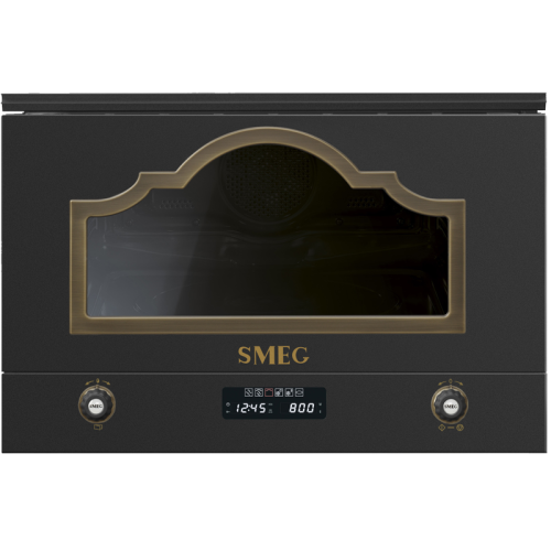 Встраиваемая микроволновая печь SMEG/ Встраиваемая микроволновая печь SMEG, Cortina, 6 функций, LED-дисплей, поворотные переключатели, таймер, объем 23 л, гриль, цвет антрацит