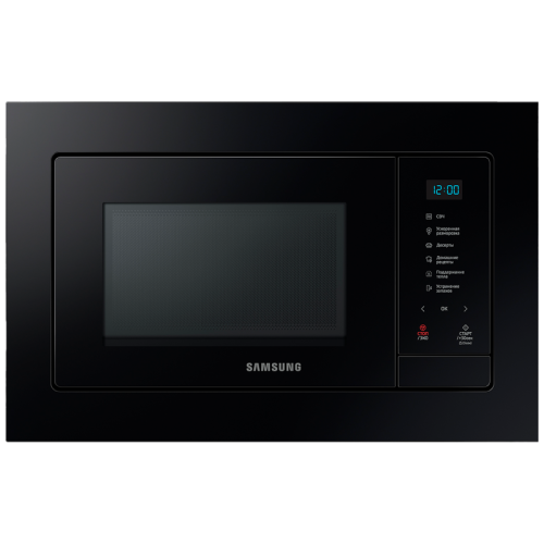 Встраиваемая микроволновая печь MQ7000A, 23 л, 489 x 275 x 346 мм, черное стекло