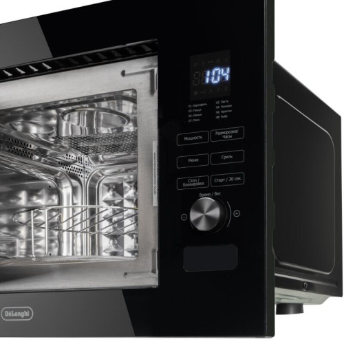 Встраиваемая микроволновая печь Delonghi/ Встраиваемая микроволновая печь Delonghi, объем 20 л, сенсорное управление, цифровой дисплей, таймер, гриль, 5 уровней мощности, 8 автопрограмм, цвет черное стекло