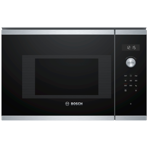 Встраиваемые микроволновые печи BOSCH/ Встраиваемые микроволновые печи BOSCH BFL524MS0 Serie 6, Встраиваемая микроволновая печь, нержавеющая сталь, LED-дисплей, микроволны до 800 Вт, 5 ступеней мощности микроволн, утапливаемый переключатель, 7 автоматичес
