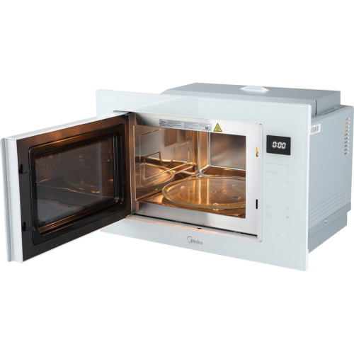 Встраиваемая микроволновая печь Midea/ MDK/Встраиваемая микроволновая печь Midea, глубина 40 см, объем 25 л, мощность 900 Вт, мощность гриля 1000 Вт, сенсорное управление, 5 уровней мощности, 8 автоматических программ, таймер, цвет белое стекло