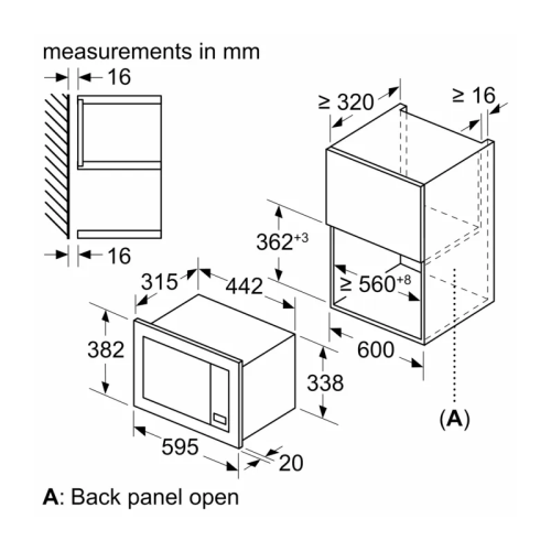 Встраиваемые микроволновые печи BOSCH/ Встраиваемые микроволновые печи BOSCH BFL623MW3 Serie 2, встраиваемая микроволновая печь, белый, микроволны до 800 Вт, 5 ступеней мощности микроволн, поворотный переключатель,многофункциональные часы, рабочая камера 