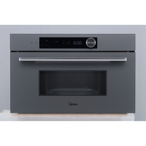 Встраиваемая микроволновая печь Midea/ MDK/Встраиваемая микроволновая печь Midea, объем 34 л, комбинированное управление, 5 уровней мощности, 8 автоматических программ, таймер, гриль, размораживание, поворотный стол, цвет серый