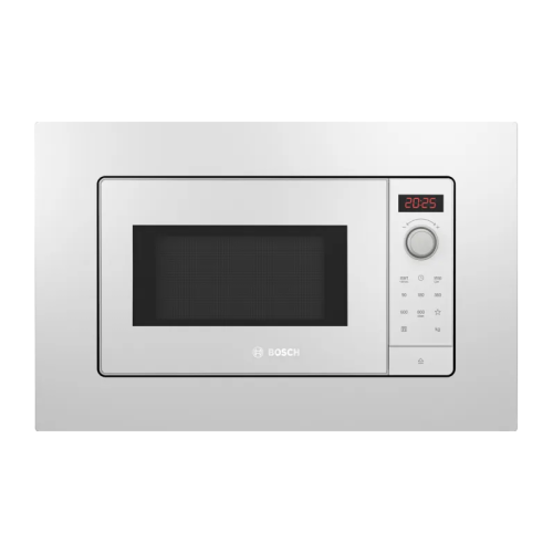 Встраиваемые микроволновые печи BOSCH/ Встраиваемые микроволновые печи BOSCH BFL623MW3 Serie 2, встраиваемая микроволновая печь, белый, микроволны до 800 Вт, 5 ступеней мощности микроволн, поворотный переключатель,многофункциональные часы, рабочая камера 