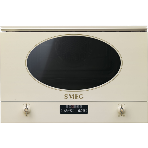 Встраиваемые микроволновые печи SMEG/ Coloniale, встраиваемая микроволновая печь, 60 см, высота 38 см, кремовый/ переключатели латунные (позолоченные в комплекте)