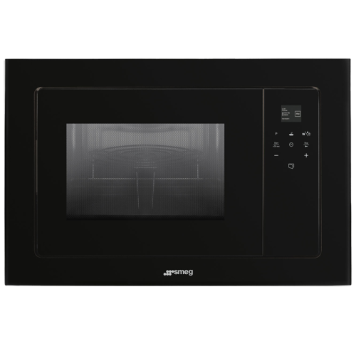 Встраиваемая микроволновая печь SMEG/ Встраиваемая микроволновая печь, 60 см, высота 38 см, 5 функций, стекло Deep Black (чёрное)