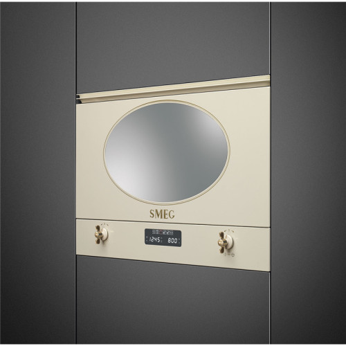 Встраиваемые микроволновые печи SMEG/ Coloniale, встраиваемая микроволновая печь, 60 см, высота 38 см, кремовый/ переключатели латунные (позолоченные в комплекте)