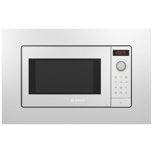 Встраиваемые микроволновые печи BOSCH/ Встраиваемые микроволновые печи BOSCH BEL653MW3 Serie 2, встраиваемая микроволновая печь c грилем, белый, микроволны до 800 Вт, 5 ступеней мощности микроволн, поворотный переключатель, 8 автоматических программ, памя