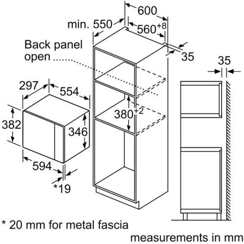 Микроволновая печь/ Микроволновая печь Bosch BFL524MB2 20л. 800Вт черный (встраиваемая)