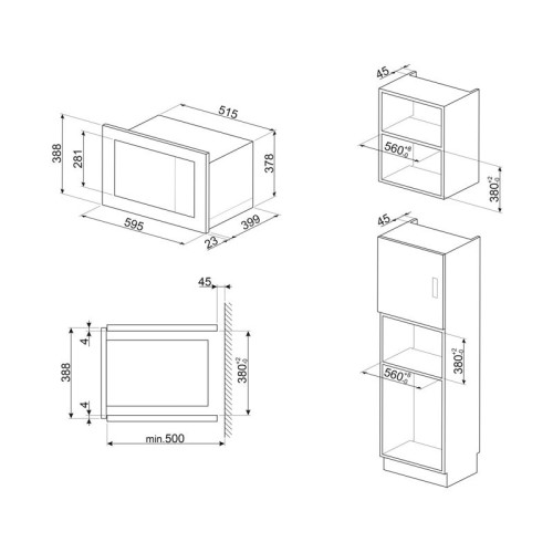 Встраиваемая микроволновая печь SMEG/ Встраиваемая микроволновая печь SMEG, 6 функций, 8 автоматических программ, гриль, LED-дисплей, сенсорное управление Touch Control, таймер, быстрый старт, объем 26 л, LED подсветка, поворотный стол, цвет черный
