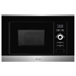 Встраиваемая микроволновая печь Monsher/ 60 см, 20 л, 8 автоматических кулинарных программ, 5 режимов мощности, функция размораживания по весу полуфабрикатов или по времени, черный и нерж.
