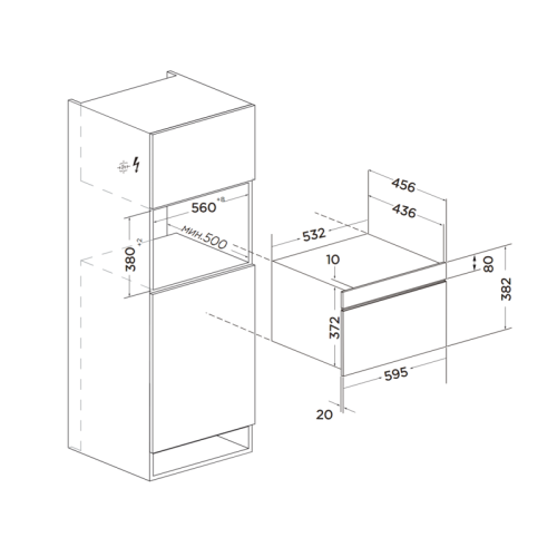 Встраиваемая микроволновая печь Midea/ MDK/Встраиваемая микроволновая печь Midea, 60 см, 34 л, 8 программ, сенсорное управление, мощность 900 Вт, дисплей, цвет черный