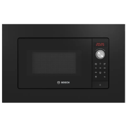 Serie 2, Встраиваемая микроволновая печь, черный, LED-дисплей, микроволны до 800 Вт, 5 ступеней мощности микроволн, поворотный переключатель, 7 автоматических программ, память на одну пользовательскую программу, многофункциональные часы, рабочая камера об