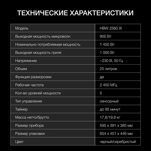 Микроволновая печь/ Микроволновая печь Hyundai HBW 2560 IX 25л. 900Вт нержавеющая сталь (встраиваемая)