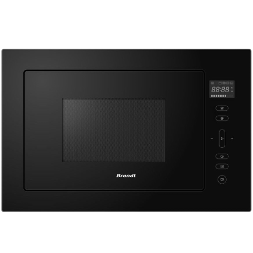 Встраиваемая микроволновая печь Brandt, 3 функции приготовления, 8 автоматических программ, гриль, размораживание, сенсорное управление, таймер, объем 25 л, защита от детей, цвет черный