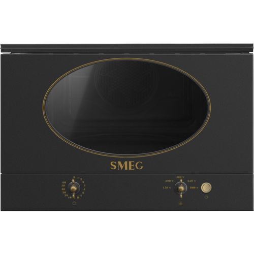 Встраиваемая микроволновая печь SMEG/ Встраиваемая микроволновая печь SMEG, Coloniale, поворотные переключатели, таймер, объем 23 л, цвет антрацит