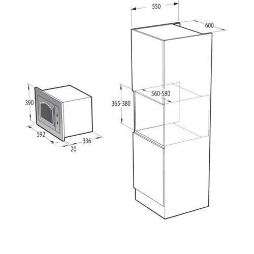 Встраиваемые микроволновые печи GORENJE/ Встраиваемые микроволновые печи GORENJE BM235CLI Classico, 39x59,2x43.2 см, 23 л, гриль, поворотные переключатели, бежевая