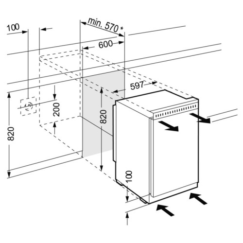 Встраиваемая морозильная камера Liebherr/ высота 82см с учетом верхней фронтальной вент. решетки, Comfort, SmartFrost, 3 контейнера, крепление декоративной панели 4мм к рамкам по периметру двери, монтаж под столешницу