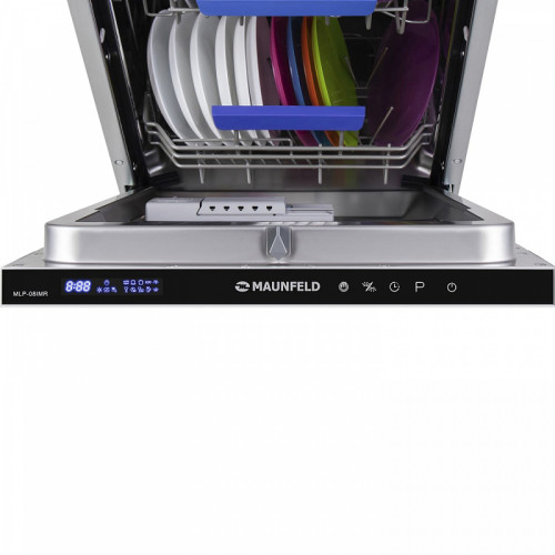 Посудомоечная бытовая машина MAUNFELD/ Посудомоечная бытовая машина MAUNFELD MLP-08IMR Узкая,  Встраиваемая ПММ 45см, 10 комплектов, 9 программ, сенсорное управление с LED индикацией, 3 корзины, съемная корзина для столовых приборов, полноценный AQUA-STOP