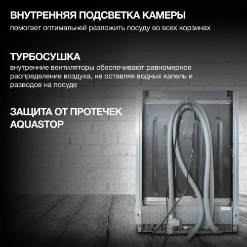 Посудомоечная машина встраив./ Посудомоечная машина встраив. Hyundai HBD 685 2100Вт полноразмерная нержавеющая сталь инвертер