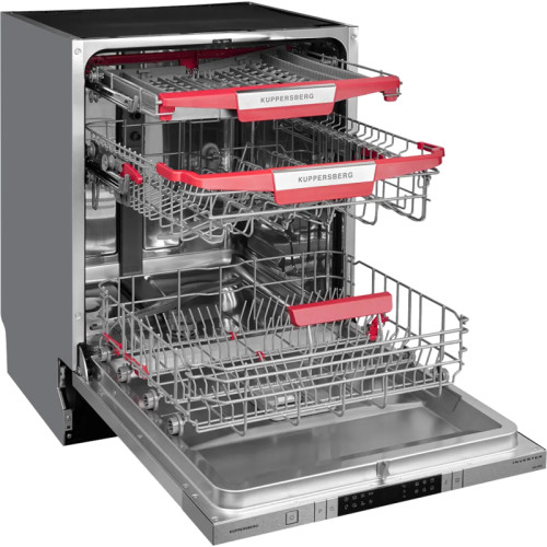 Встраиваемая посудомоечная машина Kuppersberg/ Полностью встраиваемая посудомоечная машина, 60 см, 14 комплектов, 8 программ, Aqua stop, луч на полу, корзина для столовых приборов