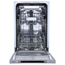 Встраиваемая посудомоечная машина узкая, 45 см, выдвижной лоток для столовых приборов, 7 программ, 10 комплектов, дисплей, таймер 1-24, А++АА, 49 дб уровень шума, регулировка корзины по высоте Easy Lift, половинная загрузка, луч на полу, 9 л потребление в